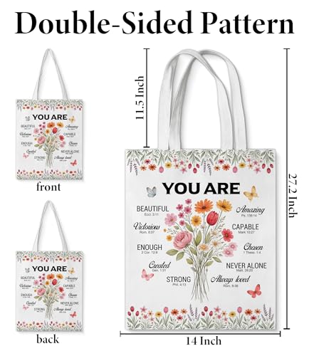 Aesthetic Canvas Tote Bag for Women Man,Christian Bible Verse Reusable Grocery Shoulder Bag for Shopping Work Travel - color: Christian 07