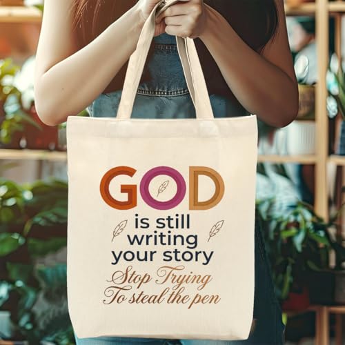 Faith Canvas Tote Bag, Christian Gifts for Women Girls Mom Sister Inspirational Bible Verse Birthday Christmas - color: Religious 823