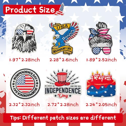 32 Pcs 4th of July Iron on Patches for Clothes, Tote Bags, Hats, Backpacks - color: 4th of July-32PCS