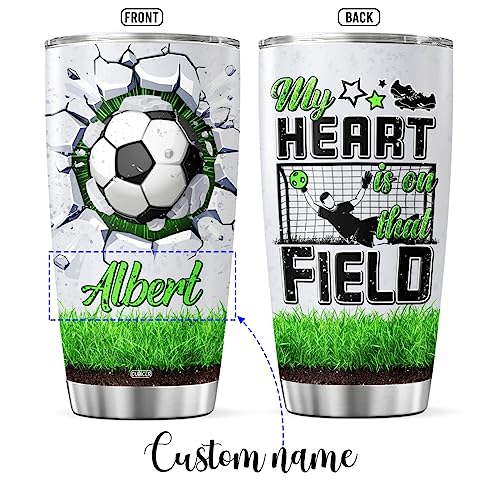 Personalized Coffee Tumbler Soccer Travel Mug With Lid Custom Name Birthday Gifts For Teens Boys Boyfriends Friends Adults Insulated Cup Cold Steel Tumblers Inspirational Quotes - color: Soccer Name