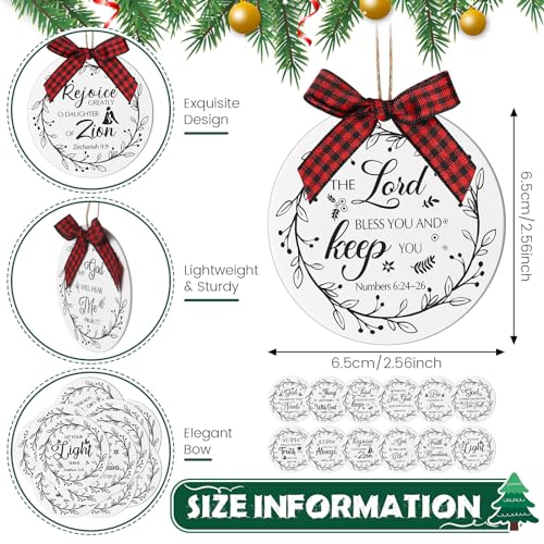 Soaoo 60 Pcs Christmas Bible Verse Ornament, Wood Christian Decor, White - color: White