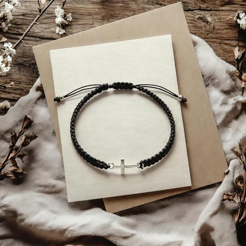 Cross Bracelet with Thank You Card Christian Rope Style Jewelry for Women Religious Appreciation Gift