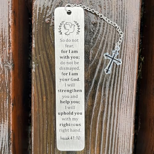 Bible Bookmarks Book Markers, Metal Christian Bookmark Gift Accessories (Isaiak 41:10) - style: Isaiah 41:10