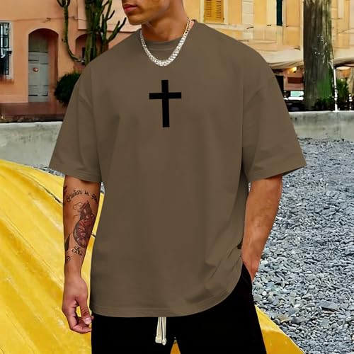 Mens Christian Bible Verse Shirts Dear Person Behind Me T Shirt Religious Jesus Inspirational Cross Graphic Tees - color: Brown, size: Large
