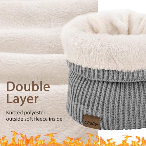 Chalier Infinity Scarf Neck Warmer, Fleece Lined Winter Scarves - color: D-slate