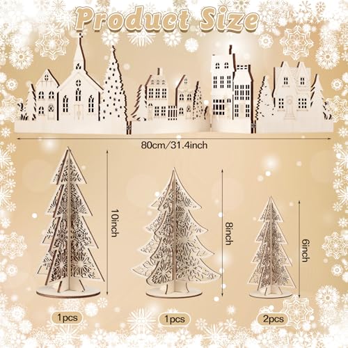Colingmill 32'' Christmas Tabletop Wooden Decor Church Tree and House Signs - style: Retro
