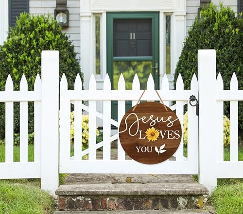 Dibor Interchangeable Seasonal Welcome Sign, Jesus Welcome Sign Front Door Decor, Christian Prayer Wall Hanging for Home Outdoor, Home Porch Decor for Spring Summer Fall Winter Christmas, Prayer Interchangeable Seasonal Decor Door Signs, 11.8x11.8