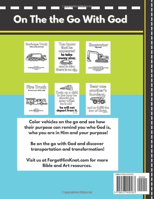 Bible Verse Coloring Book for Boys- KJV: Transportation, Construction and Vehicles On The Go With God Coloring Fun for Ages 6 and Up