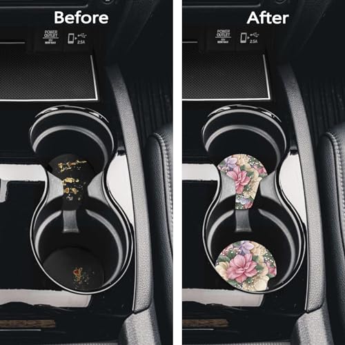 Car Coasters for Cup Holders - Retro Pigeon Flower Floral - color: Retro Pigeon Flower Floral