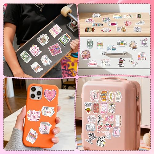 Funny Book Stickers for Adults - 100 Pcs Book Lover Holographic Water Bottle Stickers, Reading Waterproof Scrapbook Decals, Vinyl Sticker for Laptop Phone Journaling Skateboard - style: Funny Book