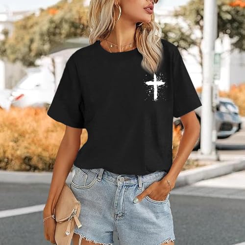 Christian Shirts for Women Psalms 91 Jesus Shirt Religious Faith God Tshirt Bible Verse Inspirational Tees Tops - color: Black, size: Medium