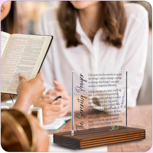 The Serenity Prayer Plaque Gifts for Women Inspirational Gifts Positive Saying Quotes Signs, Sobriety Recovery Plaque Mental Health Gift for Mom Women Friends Colleague EC122 - style: The Serenity Prayer