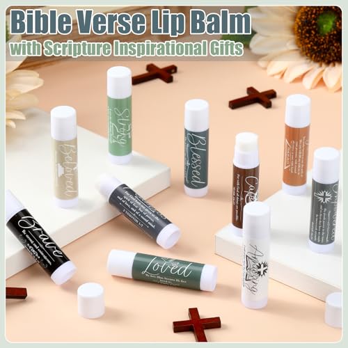 50 Pack Christian Religious Gift Lip Balm for Women Men Christian Church Party Favor Bible Verse Lip Balms Bulk with Scripture Bulk Thank You Gift for Staff Employee Coworkers - style: Morandi 2