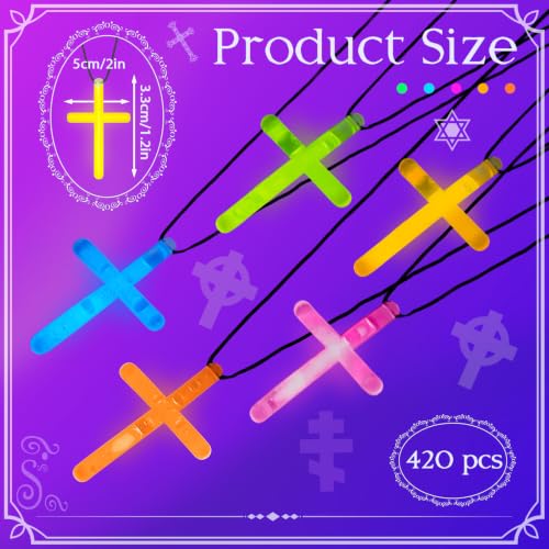 Tondiamo Glow in Dark Cross Necklaces Bulk Halloween Christian