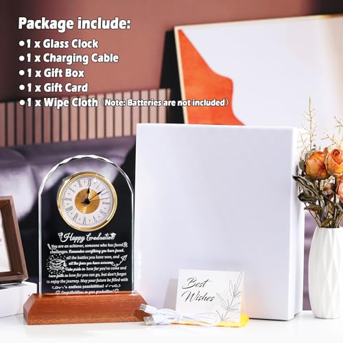 Arikyrist Glass Clock Graduation Gifts for Women Men Class of 2026 - color: Graduation