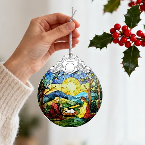 Christmas Ornament, Christmas Tree Decor, Christian Ornament, Nativity Scene, Religious Home Decor, Christian Gifts, Religious Gifts, Gift Exchange, Gift Idea - Pattern D - color: Nativity Pattern I