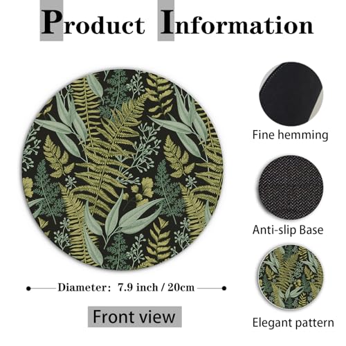 Light Green Floral Plant Mouse Pad,Vintage Green Fern Leaves Botanical Cottagecore Mouse Pads for Wireless Mouse Computers Laptop Desk Accessories,Plant Desk Accessories 7.9x7.9 Inch - color: color 10