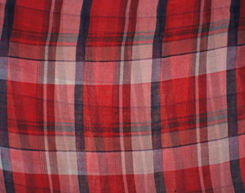 VIVIAN & VINCENT Scottish Fall Winter Soft Lightweight Plaid Check Tartan Sheer Infinity Scarf - color: 016 Red
