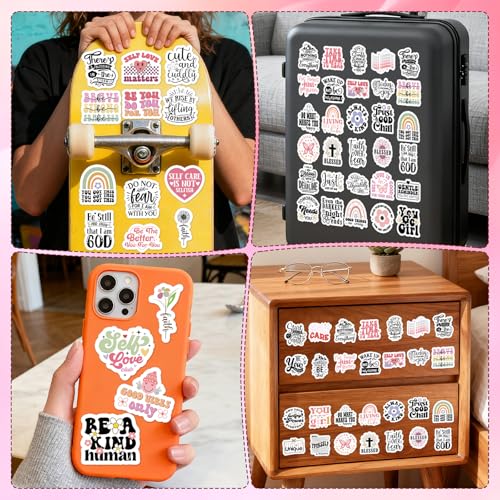 Boho Motivational Stickers for Adults - 100 Pcs Bible Verse Water Bottle Stickers, Religious Inspirational Waterproof Scrapbook Decals, Vinyl Sticker for Laptop Phone Journaling Skateboard - style: Bohemian