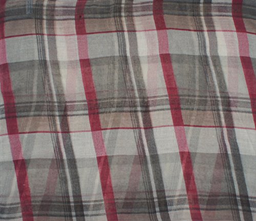 VIVIAN & VINCENT Scottish Fall Winter Soft Lightweight Plaid Check Tartan Sheer Infinity Scarf - color: 016 Gray