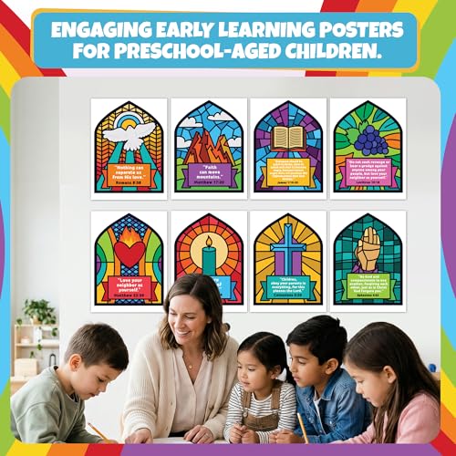 Sproutbrite 10 Pack 12" x 16" Sunday Posters & Bible Study Charts - color: Bible Quotes