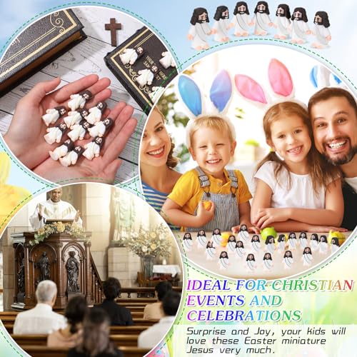 Bememo 100 Pcs Jesus Toys Original Design Mini Rubber Little Jesus Figurine to Hide and Seek Religious Party Favors Sunday School Craft Baptism Gifts for Easter Egg Stuffers(White) - color: White