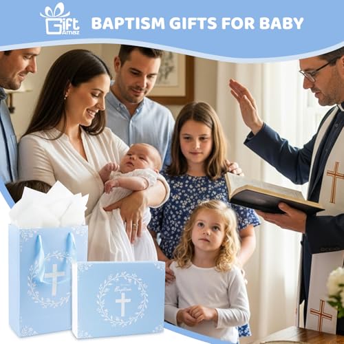 GiftAmaz Baptism Gifts Set for Boys, Christening Dedication Gifts - color: Blue Baptism Gifts Set for Boys