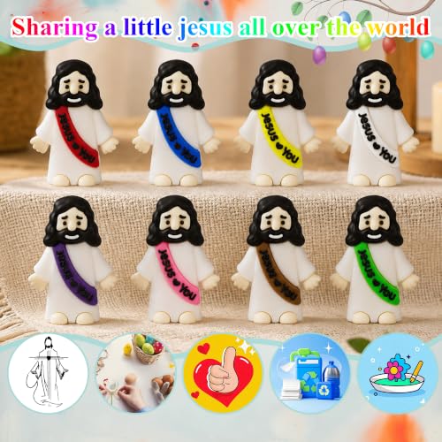 ILHSTY 50 Pcs Little Jesus Figures– Rubber Mini Jesus Figurines in Bulk Christian Doll Tiny Baby Jesus Loves You Figures for Hide and Seek Easter Egg Fillers Egg Hunt Religious Party Favors - color: Mix Color 8