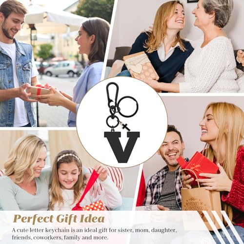 Dabihu Letter Keychain Christian Letter A-Z Alphabet Keyring for Backpack Handbag Alphabet Monogram Key Chain - color: V