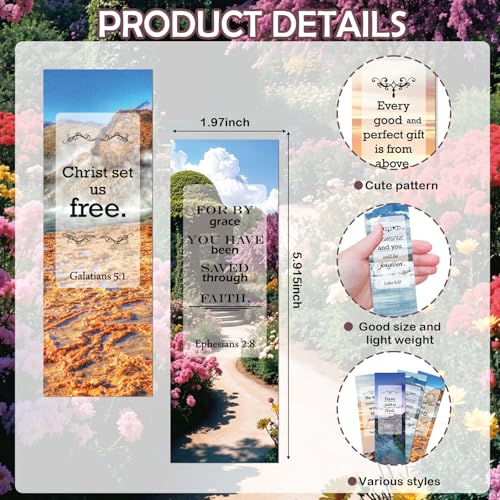 100 Pcs Christian Bookmarks, Religious Bible Verse Paper Bookmark Bulk for Women Man, Inspirational Scripture Scenery Book Mark Gift for Reading Lovers Church Accessories - color: Christian C