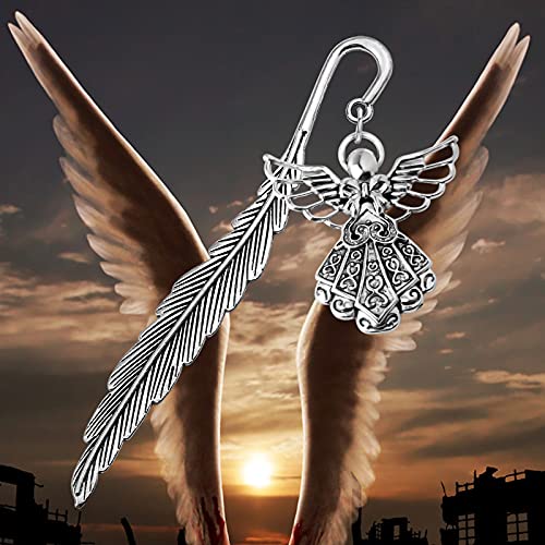 WSNANG Metal Bookmark Angel Gifts Metal Feather Bookmark Reading Lovers Gifts for Religious Gifts (Angel)