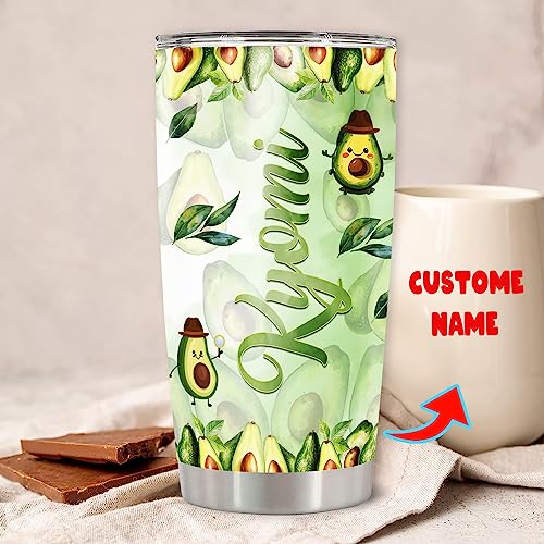 Dorris Personalized Avocado Tumbler With Lid Customized Name Avocados Insulated Travel Coffee Mug Cup Stainless Steel Thermal Cups Cute Gifts Birthday For Women Men Kids - color: acovado 091
