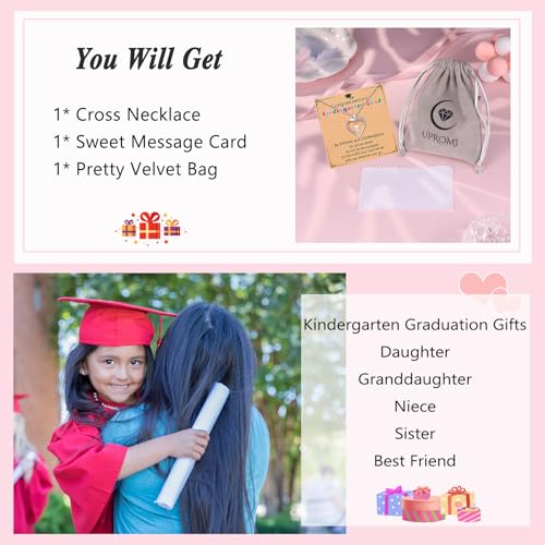 UPROMI Cross Necklace for Girls Back to School Baptism Graduation Gifts - style: Kindergarten Graduation