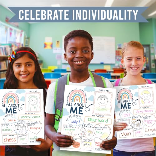20 All About Me Posters Elementary Classroom Decor, Star Student Poster - color: Boho
