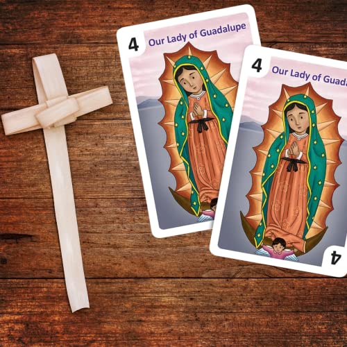 Needzo Catholic Saints Miniature Go Fish Matching Card Set, Sunday Church Educational Tools and Supplies, Fun Devotional Gifts for Catholics, 54 Cards