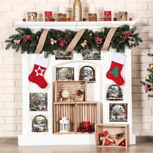Harloon 15 Sheets Christmas Rub on Transfers Winter Window Decals - style: Fresh