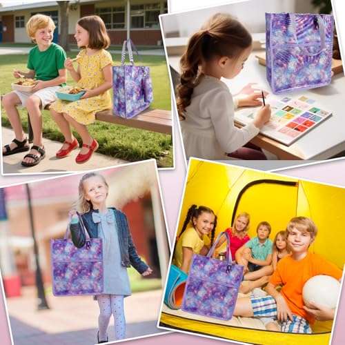 Kids Cute Tote Bags for Boys Girls Ages 4-16,Handbags with Pencil Case, Book Tote Bags with Zipper for School and Playtime (galaxy) - color: Galaxy