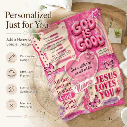 Custom God Blanket for Girls Women, Inspiration Throws for Home Decor - color: Pink