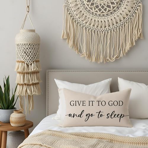 Christian Pillow Covers 12x20 Set of 2, Warm Cream Lumbar Case - color: Warm Cream