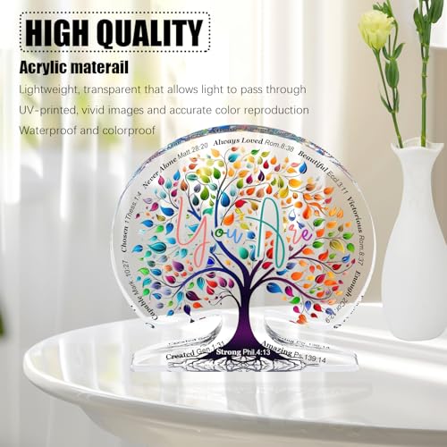 Christian Gifts for Women Birthday Unique, Tree of Life Inspirational Religious Gifts for Mom Friends Coworker, Encouragement Gift for Her Sister Bestie, Spiritual Home Decorative Acrylic Signs Plaque - style: Tree of Life-You are