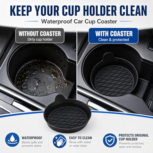 Black Silicone Car Cup Holder Coasters, Set of 4, Car Cup Holder Inserts, Interior Trim Accessories for Sedan, SUV and Pickup Truck