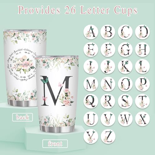 Personalized Initial M Tumbler 20oz, Monogrammed Gift for Women Birthday Mothers Day Religious Gift, Personalized Christian Gift for Women Initial Coffee Mug - style: Initial M cup
