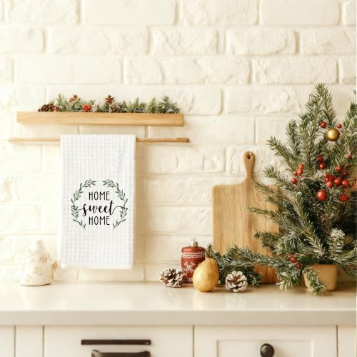 Home Sweet Home Wreath Waffle Kitchen Batheroom Towel 16x24 Inches - color: Sweet Home C