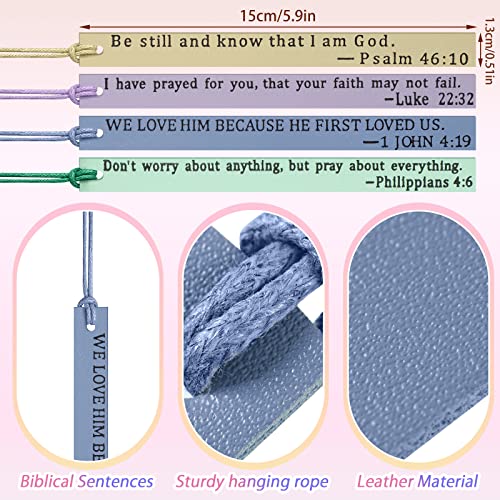 Laumoi 10 Pcs Christian Leather Bookmarks, Handmade Bible Verses Scripture Bookmarks for Women & Men, Religious Christian Gifts for Book Lovers, Church & Book Club Supplies(Elegant, Macaron Color) - color: Macaron Color