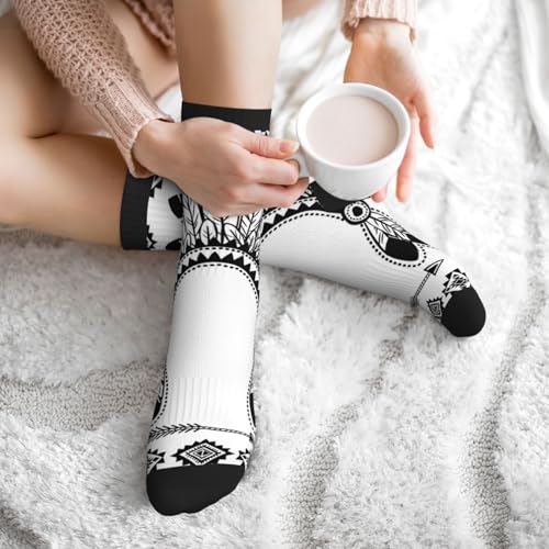 Cute Goldendoodle Women Men Funny Novelty Crew Dress Socks - color: Pacific Northwest Native American Art