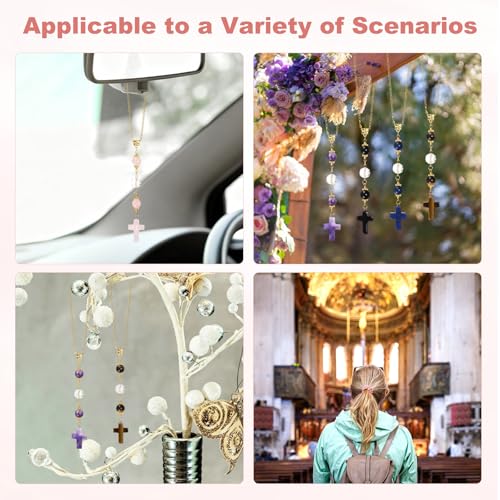 M METERXITY 1-Pcs Crystal Cross Car Mirror Hanging, Rearview Mirror Pendant - color: Black