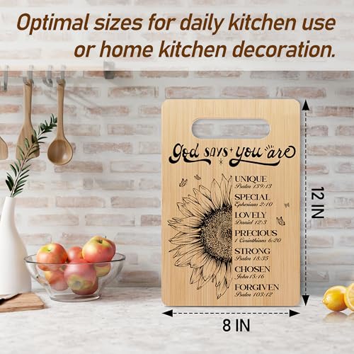 Christian Cutting Board, Religious Wood Charcuterie Board, Inspirational Gifts For Women, God Says You Are Bamboo Chopping Board, Kitchen Sunflower Serving Board, Home Farmhouse Bible Verse Decor -03 - color: God Says You Are