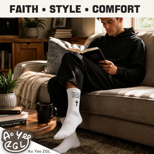 3 Pairs Christian Socks,Novelty Christian Easter Basket Stuffing - color: Proverbs 3:5 - White