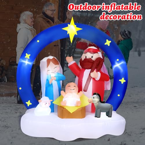 6 ft Christmas Nativity Scene Decoration Centerpiece for Garden, Yard, Lawn and Home - Rustic Xmas Decor