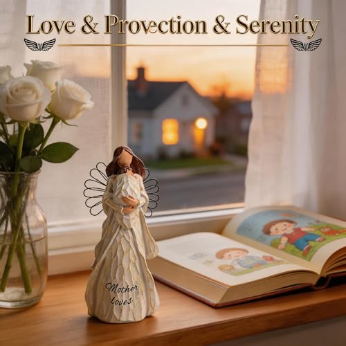 Angel Figurine Statue for Women, Mother Holding Baby Resin Sculpture, Guardian Angel Home Decor Gifts for New Mom Grandma Sister, Christmas Thanksgiving Birthday Keepsake, Love Protection Joy - color: Mother's Love